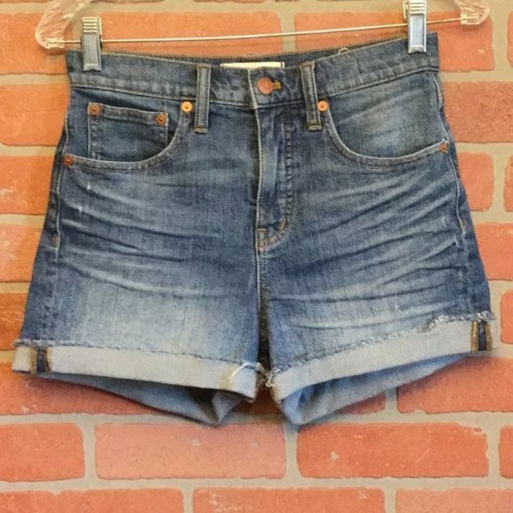 Madewell denim jean shorts cut offs raw hem size 25